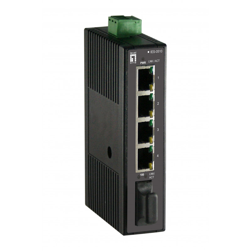 LevelOne IES-0510 verkkokytkin Hallitsematon Fast Ethernet (10 100) Musta