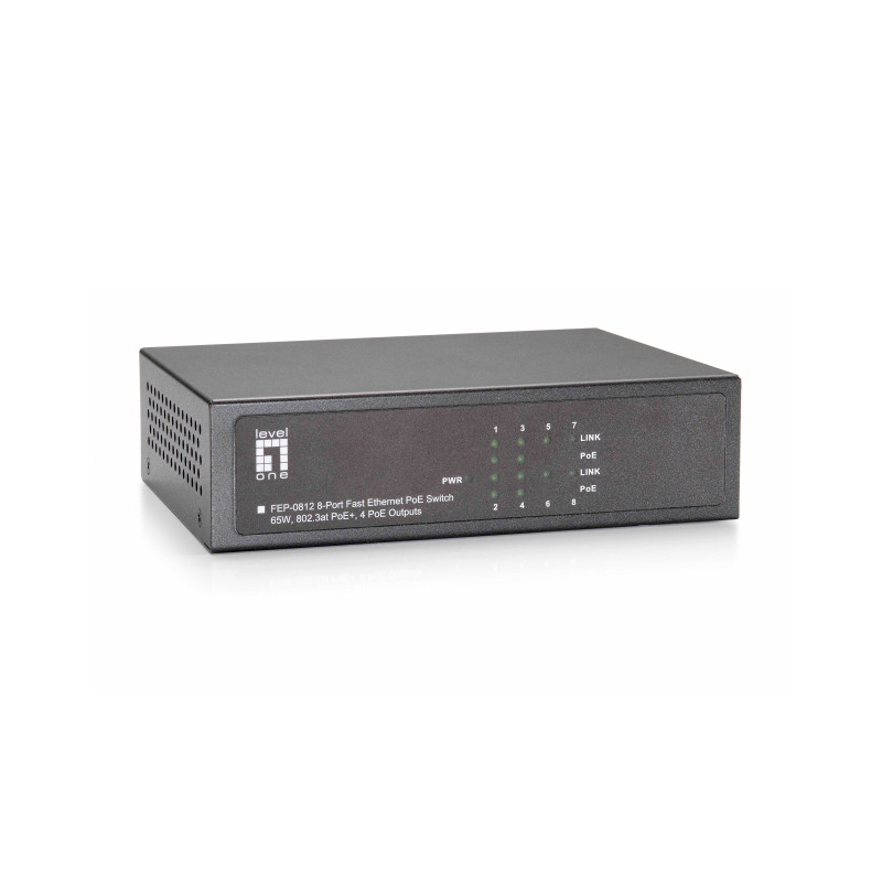 LevelOne FEP-0812W90 verkkokytkin Fast Ethernet (10 100) Power over Ethernet -tuki Harmaa