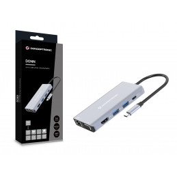 Conceptronic DONN20G kannettavien tietokoneiden telakka ja porttitoistin Langallinen USB 3.2 Gen 1 (3.1 Gen 1) Type-C Harmaa