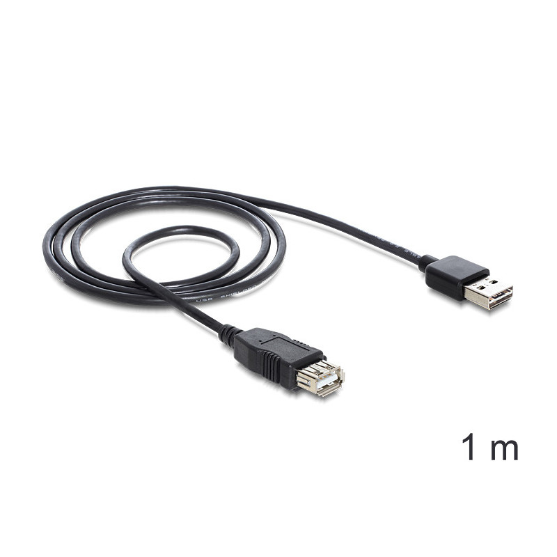 DeLOCK EASY-USB 2.0-A - USB 2.0-A, 1m USB-kaapeli USB A Musta