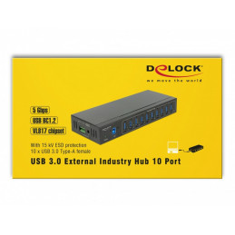 DeLOCK 63919 keskitin USB 3.2 Gen 1 (3.1 Gen 1) Micro-B 5000 Mbit s Musta