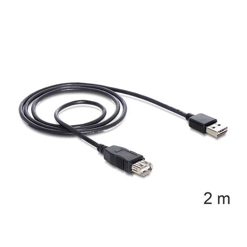 DeLOCK EASY-USB 2.0-A - USB 2.0-A, 2m USB-kaapeli USB A Musta