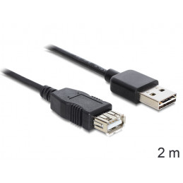 DeLOCK EASY-USB 2.0-A - USB 2.0-A, 2m USB-kaapeli USB A Musta