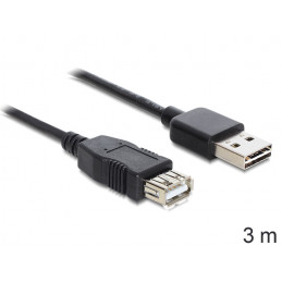 DeLOCK EASY-USB 2.0-A - USB 2.0-A, 3m USB-kaapeli USB A Musta
