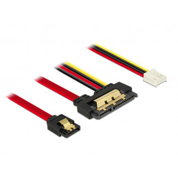 DeLOCK 85234 SATA-kaapeli 0,3 m SATA 7-pin + Molex (4-pin) SATA 22-pin Musta