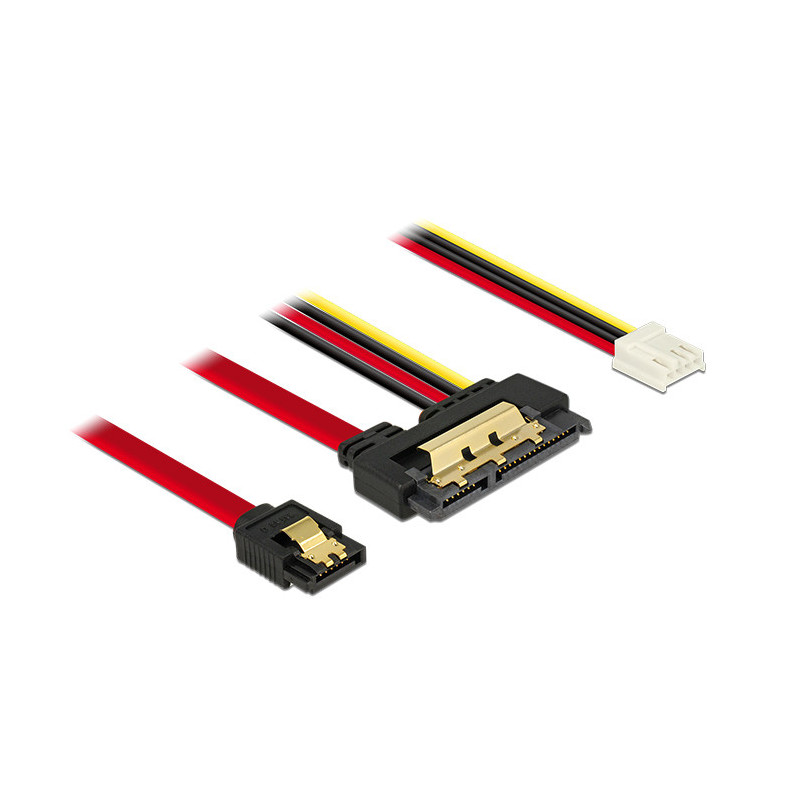 DeLOCK 85234 SATA-kaapeli 0,3 m SATA 7-pin + Molex (4-pin) SATA 22-pin Musta