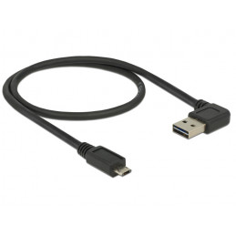 DeLOCK 0.5m, USB2.0-A USB2.0 Micro-B USB-kaapeli 0,5 m USB A Micro-USB B Musta