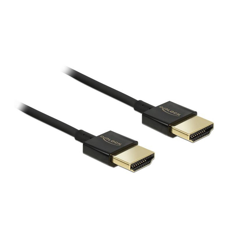 DeLOCK HDMI HDMI, 0.5 m HDMI-kaapeli 0,5 m HDMI-tyyppi A (vakio) Musta