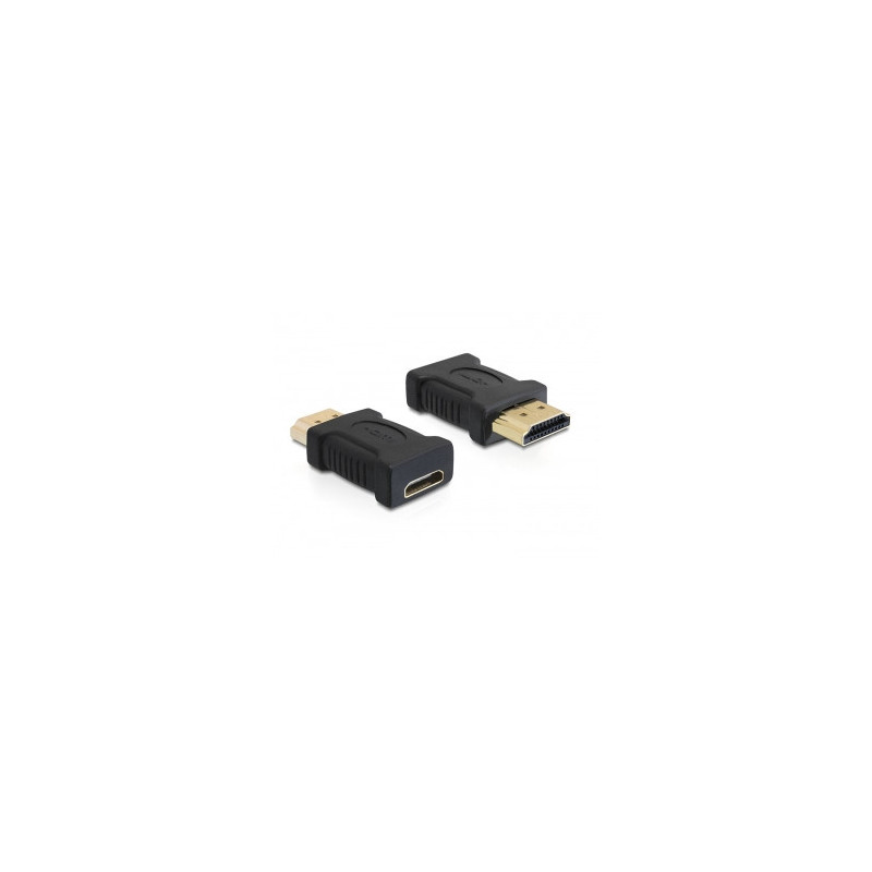 DeLOCK 65262 kaapelin sukupuolenvaihtaja 19 pin HDMI - A 19 pin HDMI - C Musta