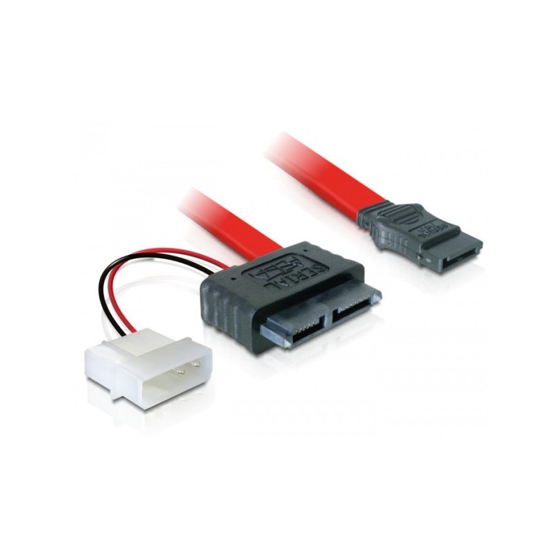 DeLOCK Cable SATA Slimline female + 2pin power  SATA SATA-kaapeli 0,3 m Punainen