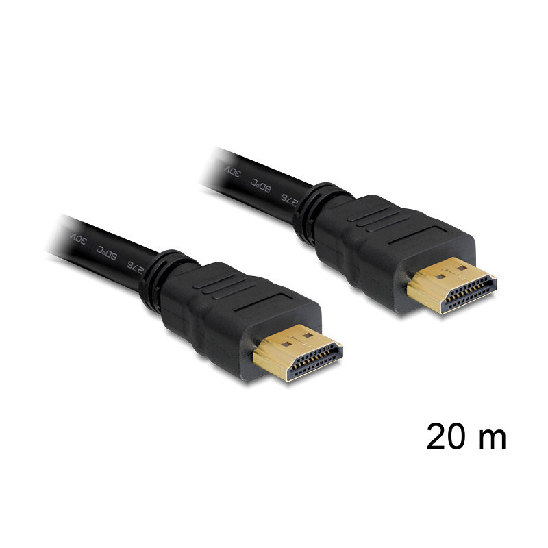 DeLOCK 20m, HDMI - HDMI HDMI-kaapeli HDMI-tyyppi A (vakio) Musta