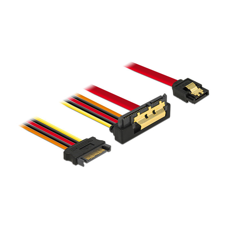 DeLOCK 85229 SATA-kaapeli 0,3 m SATA 7-pin SATA 22-pin Musta