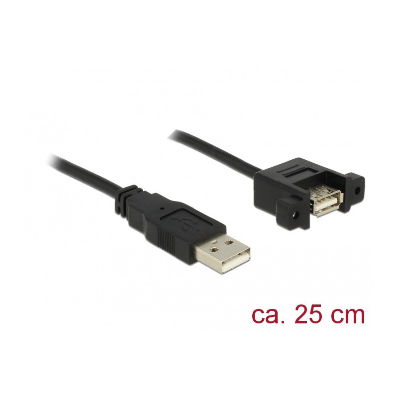 DeLOCK 85462 USB-kaapeli 0,25 m USB 2.0 USB A Musta