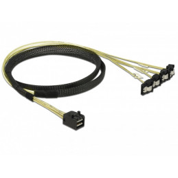 DeLOCK 85685 SCSI-kaapeli Musta, Keltainen 1 m 1 x Mini SAS HD SFF-8643 4 x SATA 7 pin