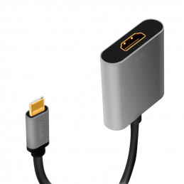 LogiLink CUA0103 kaapelin sukupuolenvaihtaja USB 3.2 Gen1 Type-C HDMI-A Musta, Harmaa