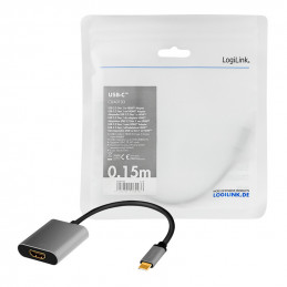 LogiLink CUA0103 kaapelin sukupuolenvaihtaja USB 3.2 Gen1 Type-C HDMI-A Musta, Harmaa