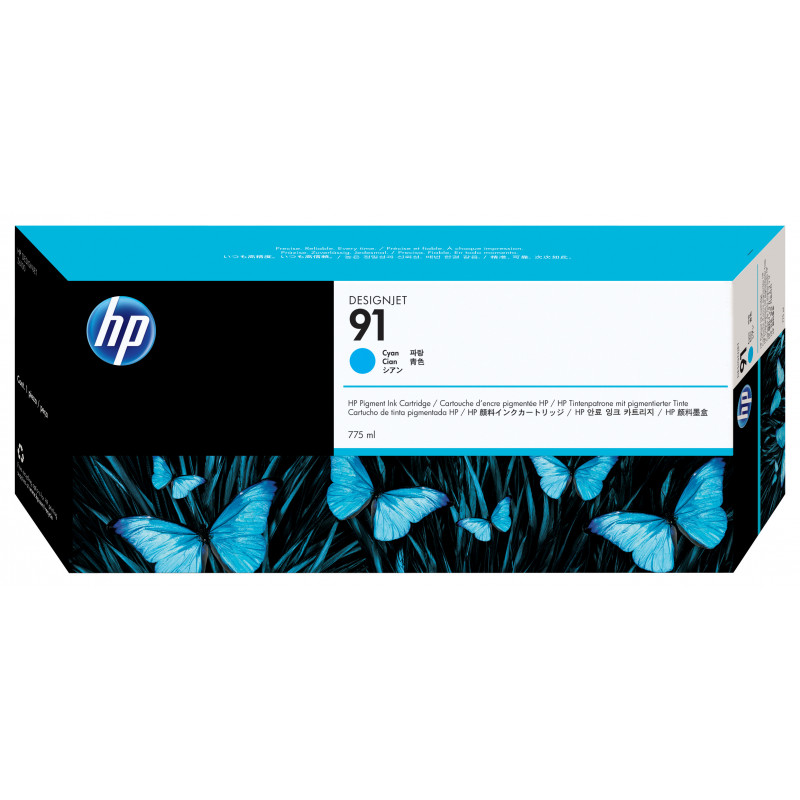 HP 91 syaani DesignJet -pigmenttimustepatruuna, 775 ml