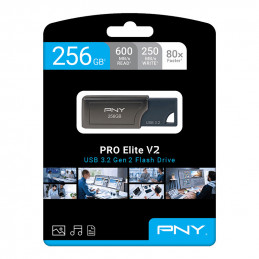 PNY PRO Elite V2 USB-muisti 256 GB USB A-tyyppi 3.2 Gen 2 (3.1 Gen 2) Musta