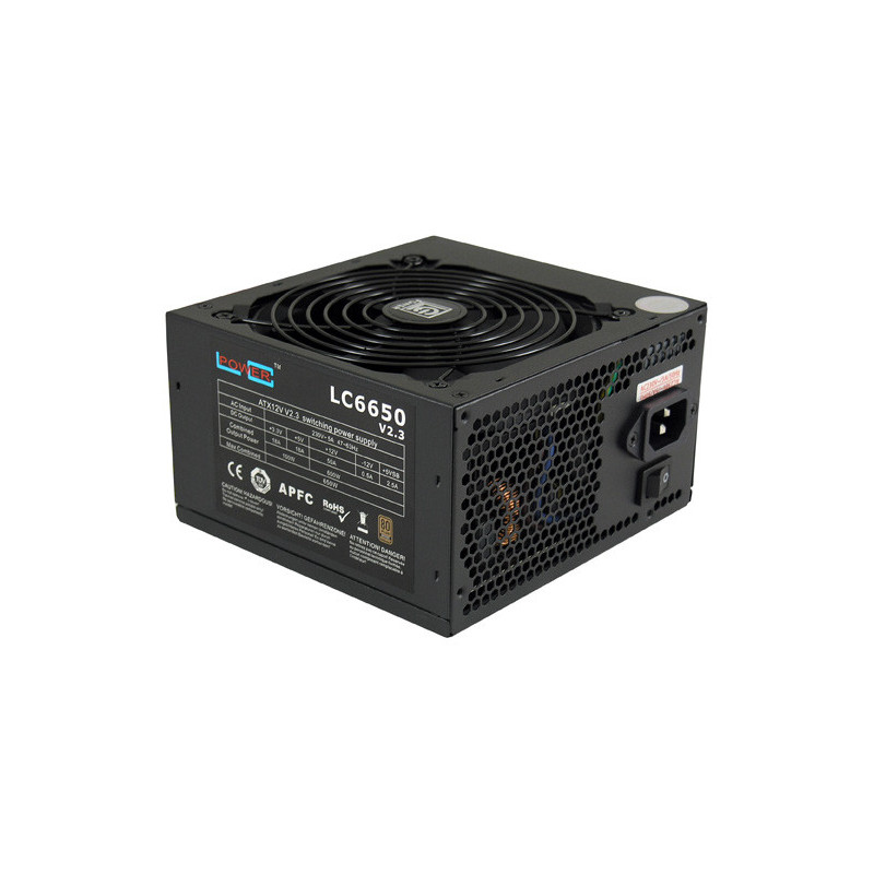 LC-Power LC6650 V2.3 virtalähdeyksikkö 650 W 20+4 pin ATX ATX Musta