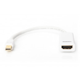 Digitus mini DP - HDMI, 0.15m 0,15 m Mini DisplayPort Valkoinen