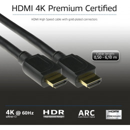ACT AK3941 HDMI-kaapeli 0,5 m HDMI-tyyppi A (vakio) Musta